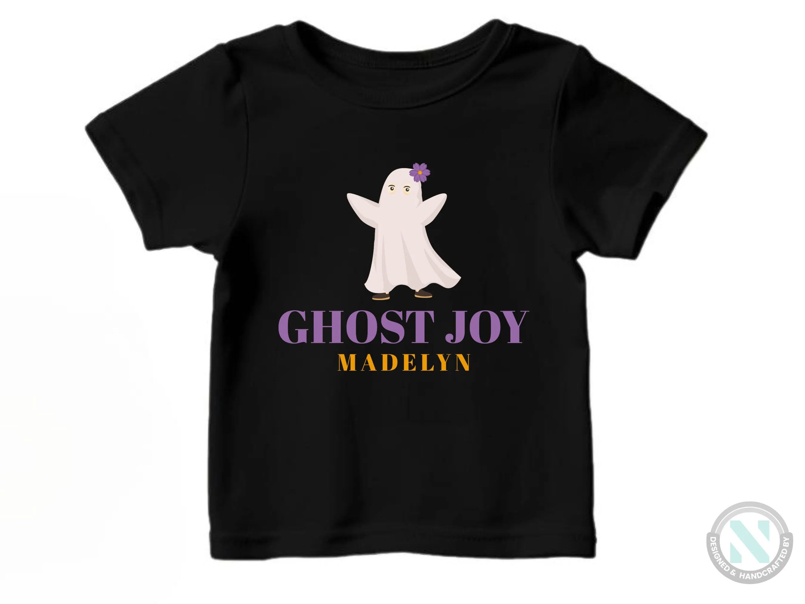 My First Halloween Custom Name Bodysuit Gift for Baby Girls with Ghost Joy