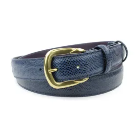 Navy Blue Tone Carung Texture Twisted Prong Belt