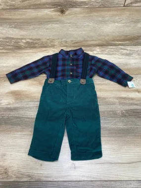 NEW Just One You 3pc Plaid Suspender Set Green sz 3m