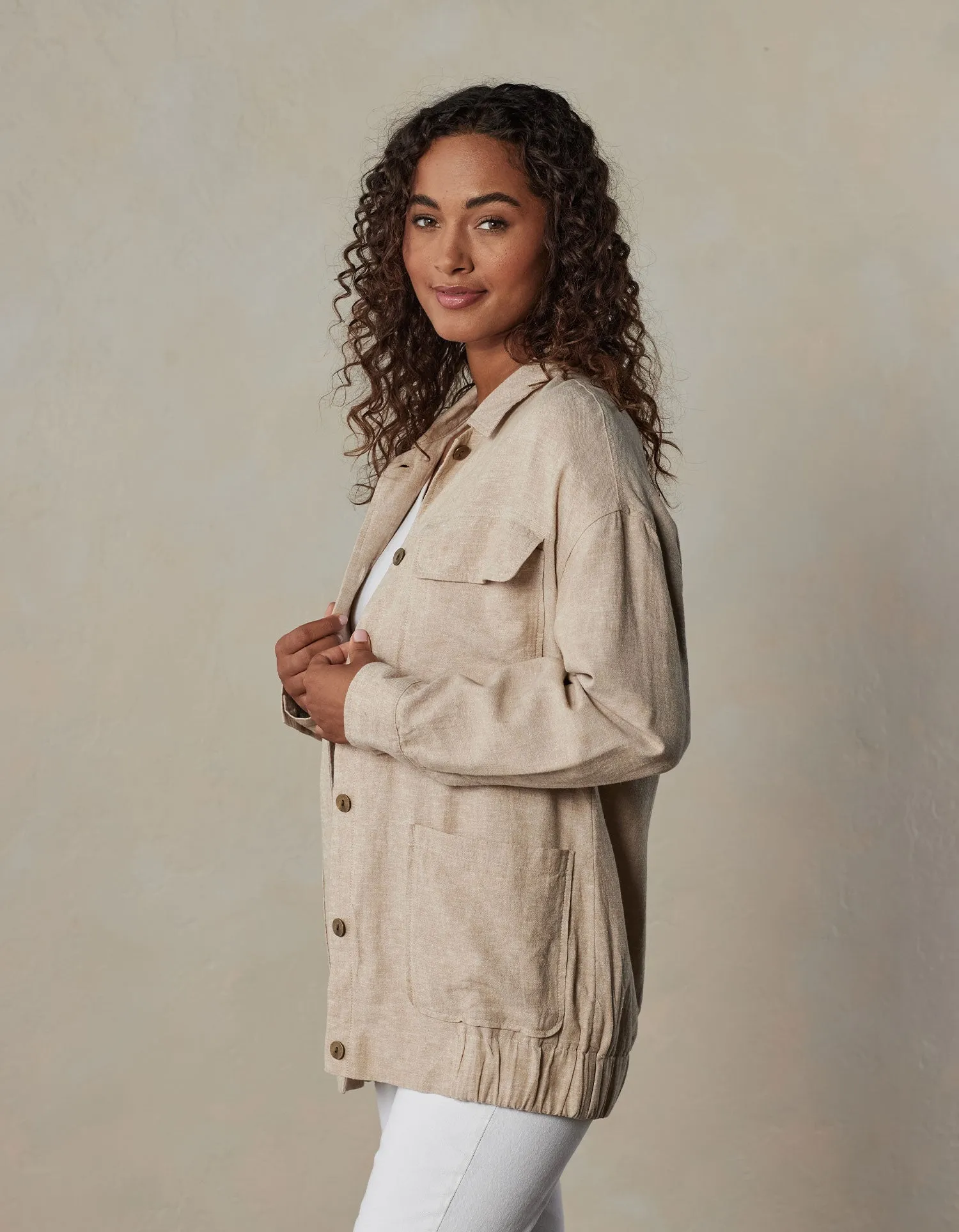 Oversized Camp Shacket in Jute