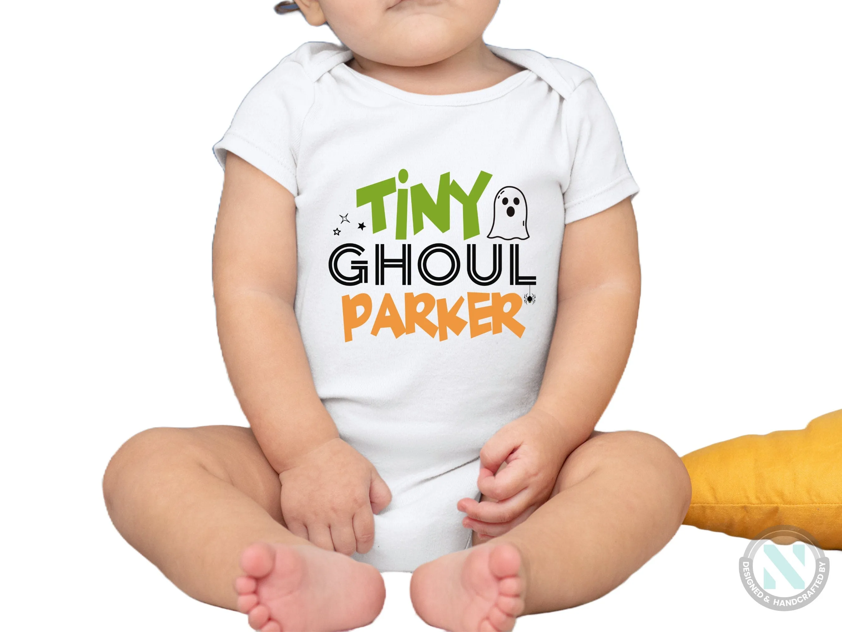 Personalize Halloween Baby Grow Gift for Boys with “Tiny Ghoul” Baby Bodysuit