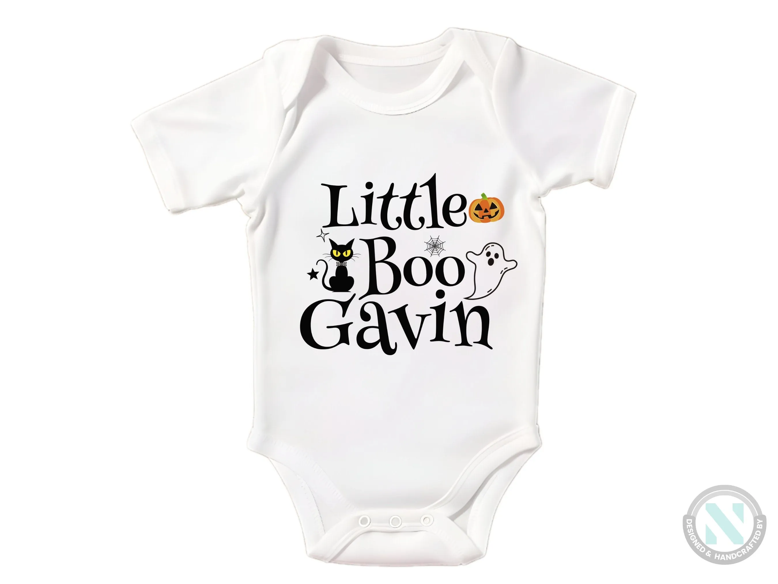 Personalized Halloween Baby Bodysuit with Little Boo Design for First Celebration