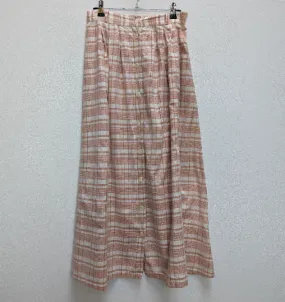 Pink Check Button-Down Midi-Skirt - M