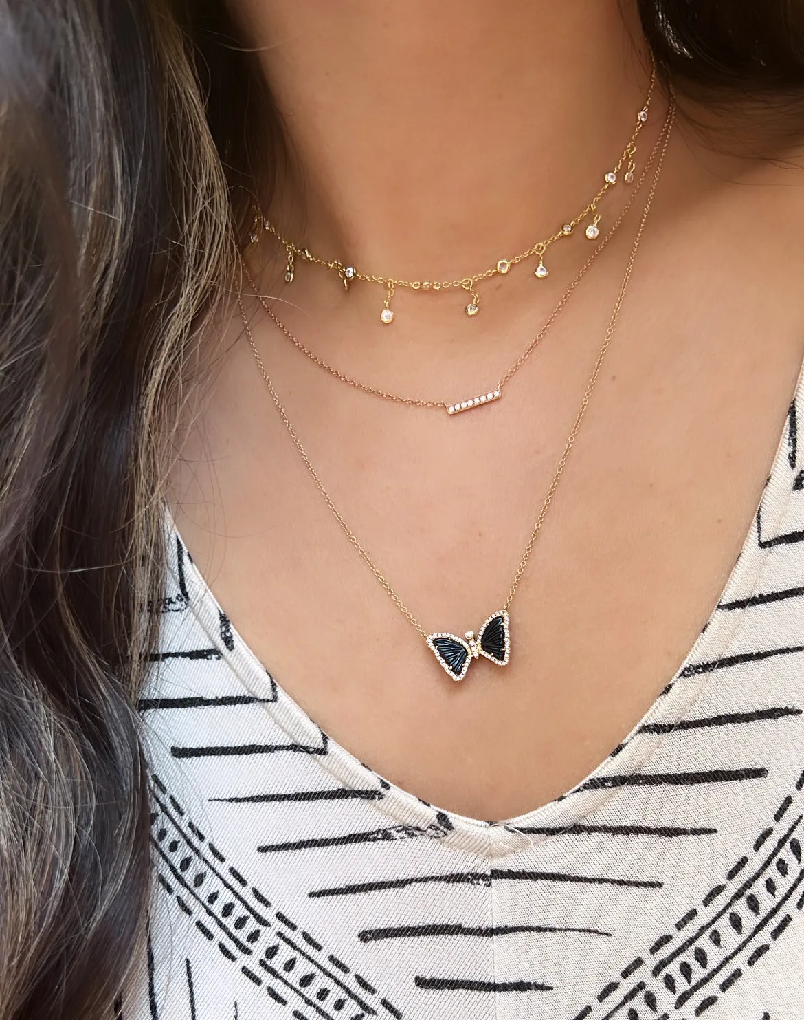 Rain Drop Choker Necklace With Crystals