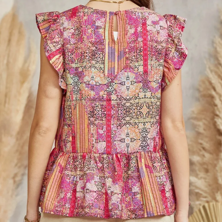 Rainbow Dreams Geometric Embroidered Multi Color Blouse