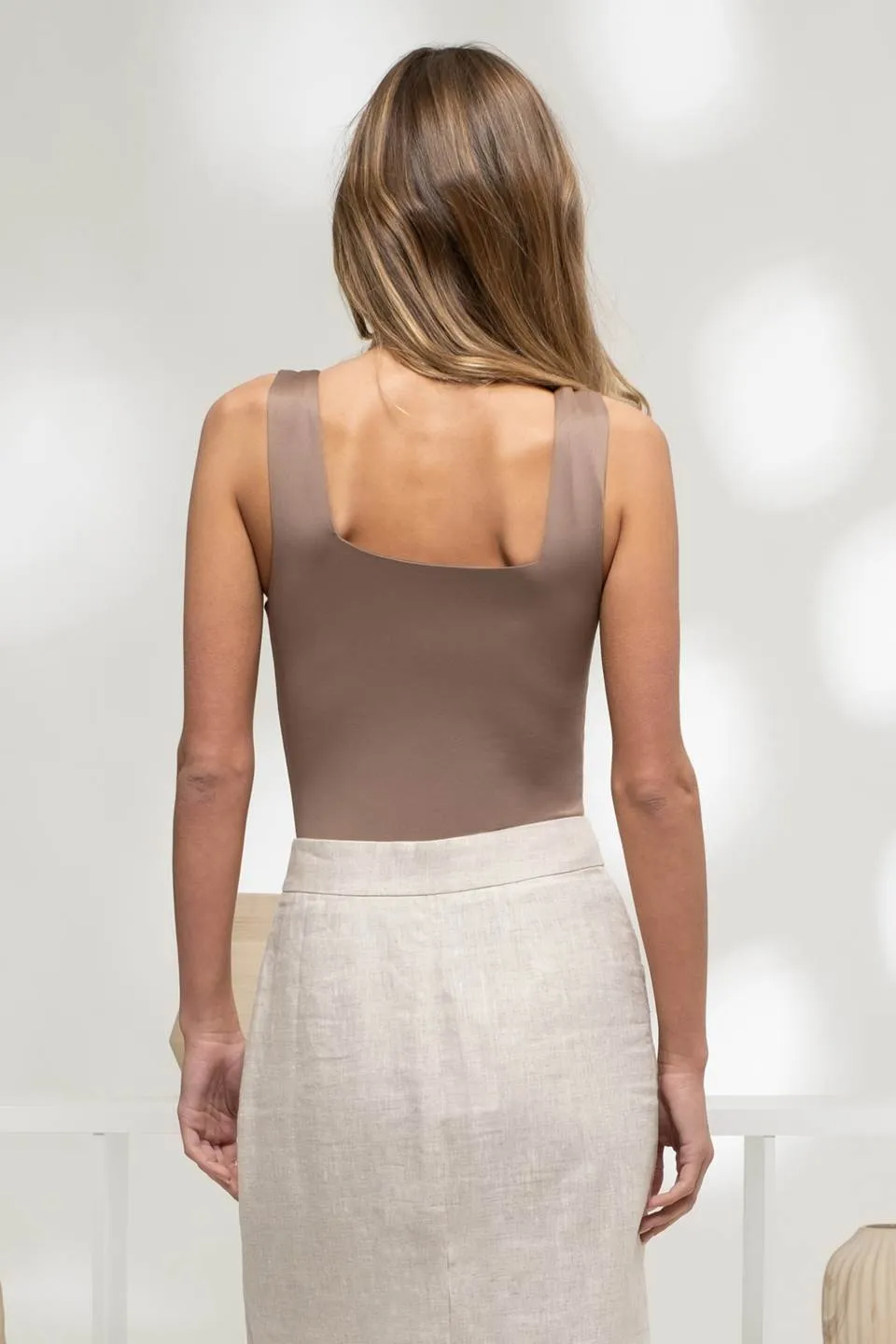 REVERSIBLE SQUARE NECK KNIT TANK BODYSUIT