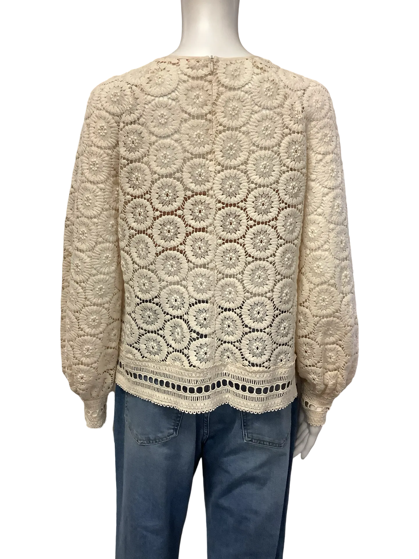 See By Chloe Top Lace Pattern Crew Neck Size: S