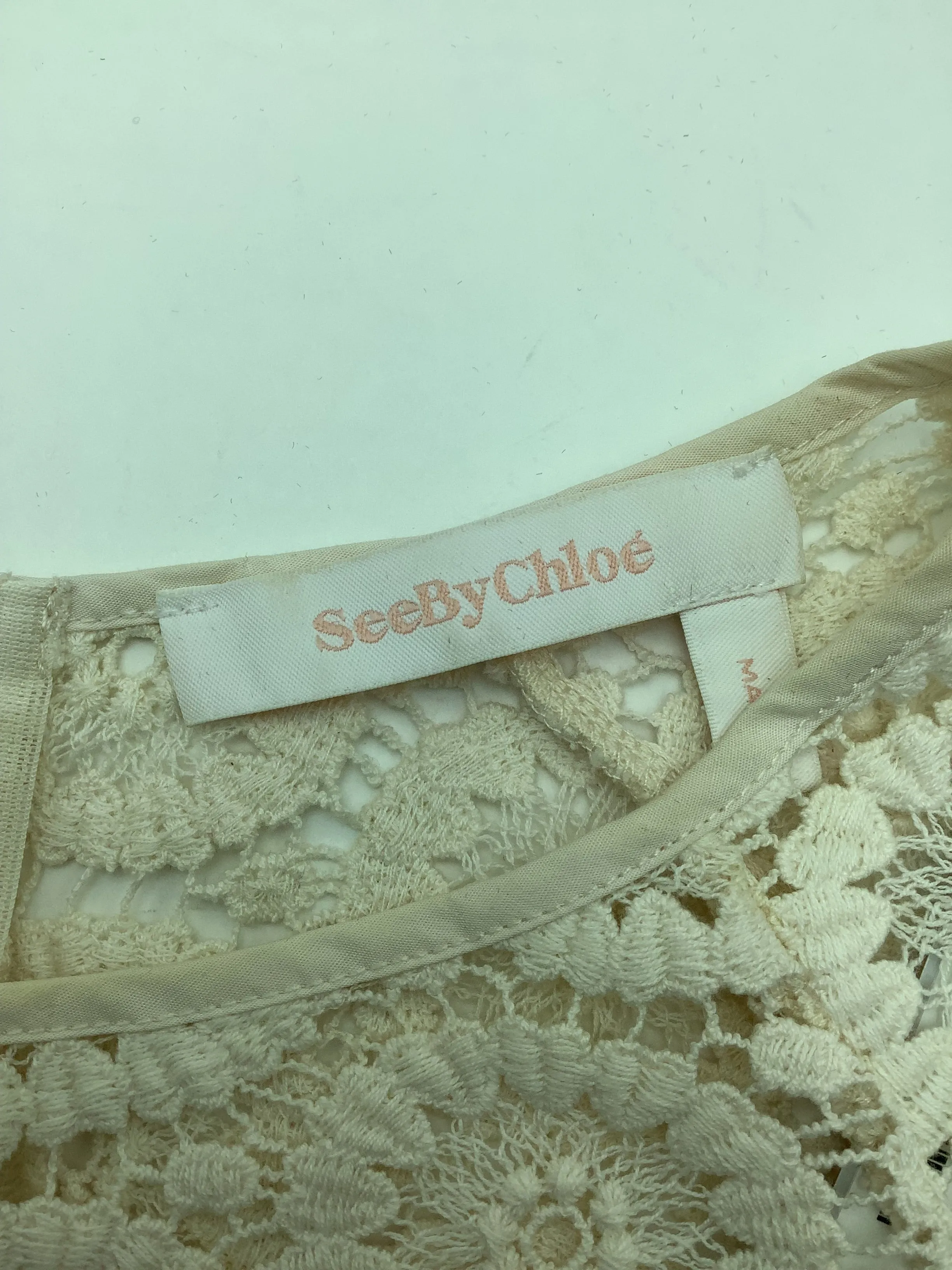 See By Chloe Top Lace Pattern Crew Neck Size: S