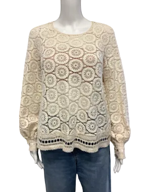 See By Chloe Top Lace Pattern Crew Neck Size: S