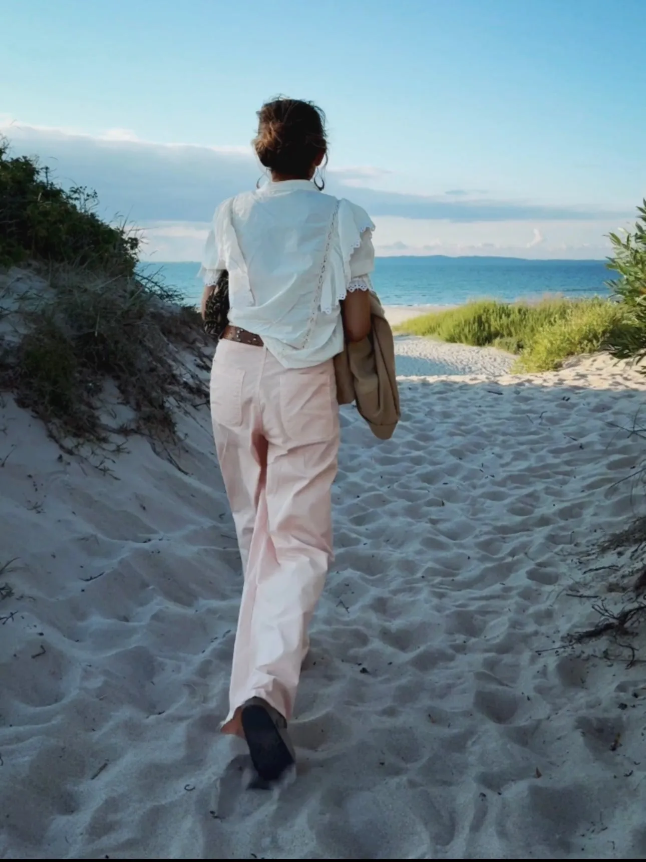 SHIRT WITH BRODERIE ANGLAISE DETAILS - OFF WHITE