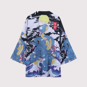 Short Kimono Cardigan in Blue
