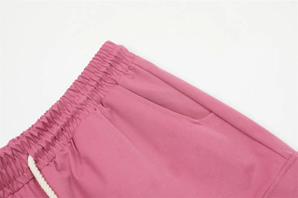 Stitching Contrast Color Overalls Shorts Men