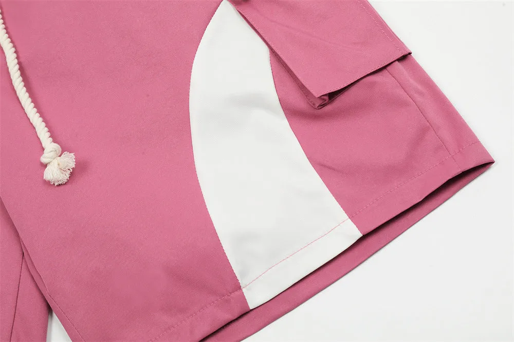 Stitching Contrast Color Overalls Shorts Men