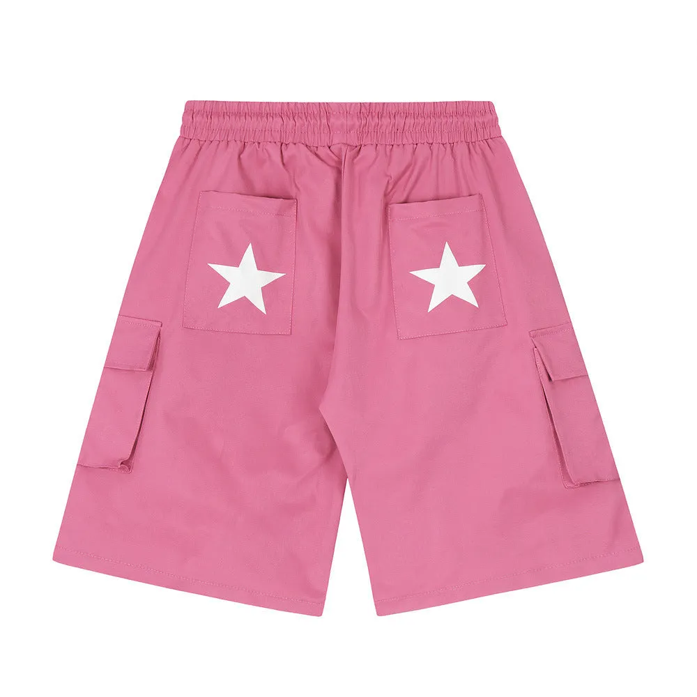 Stitching Contrast Color Overalls Shorts Men