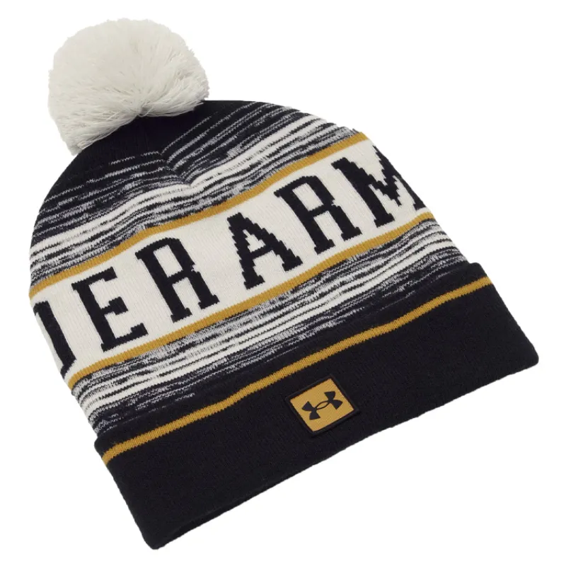 Under Armour Halftime Pom Golf Beanie - Summit White/Golden Yellow/Black