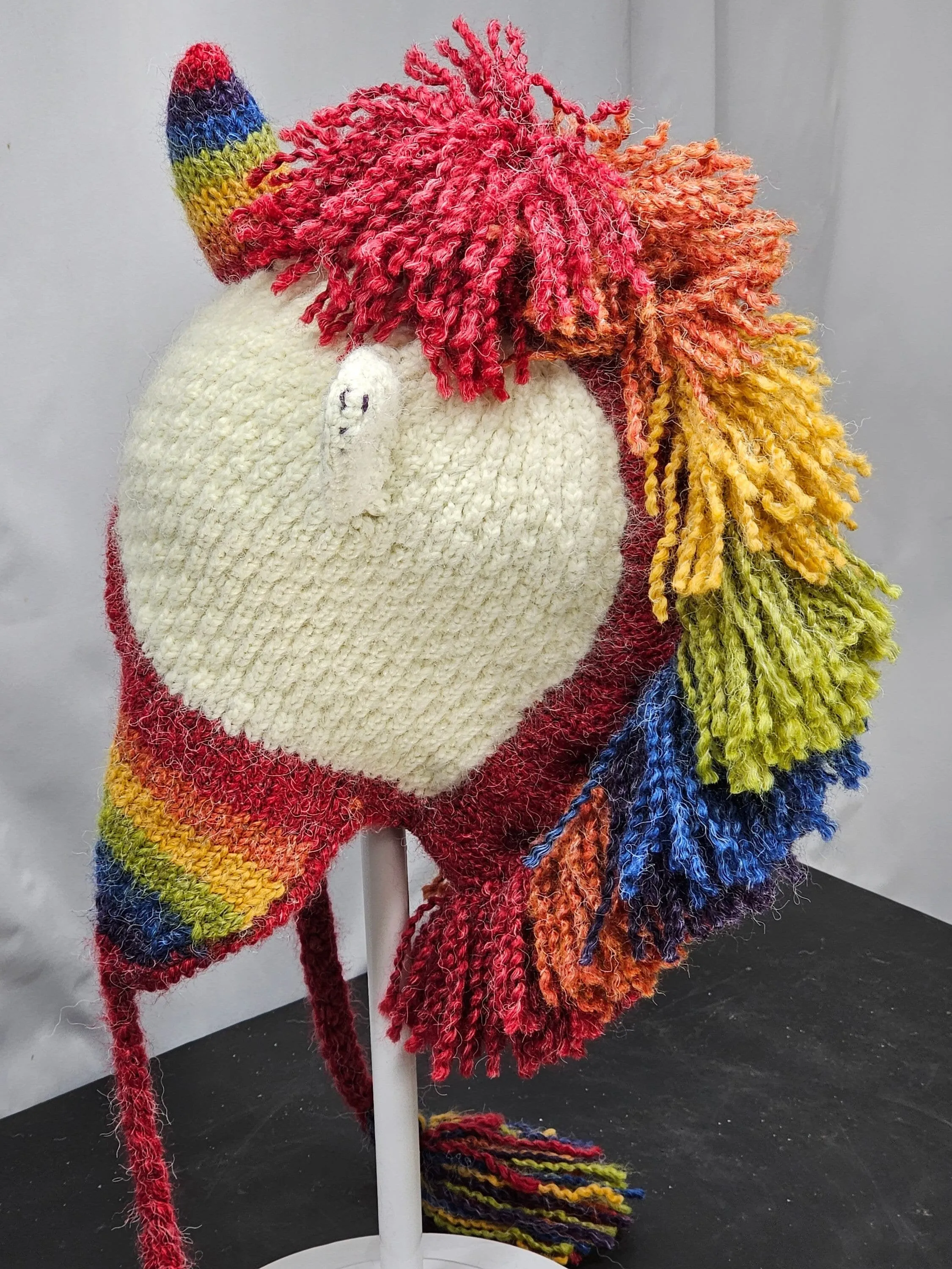 Unicorn hat knit winter novelty crazy ski snowboard hat adult unisex unique gift