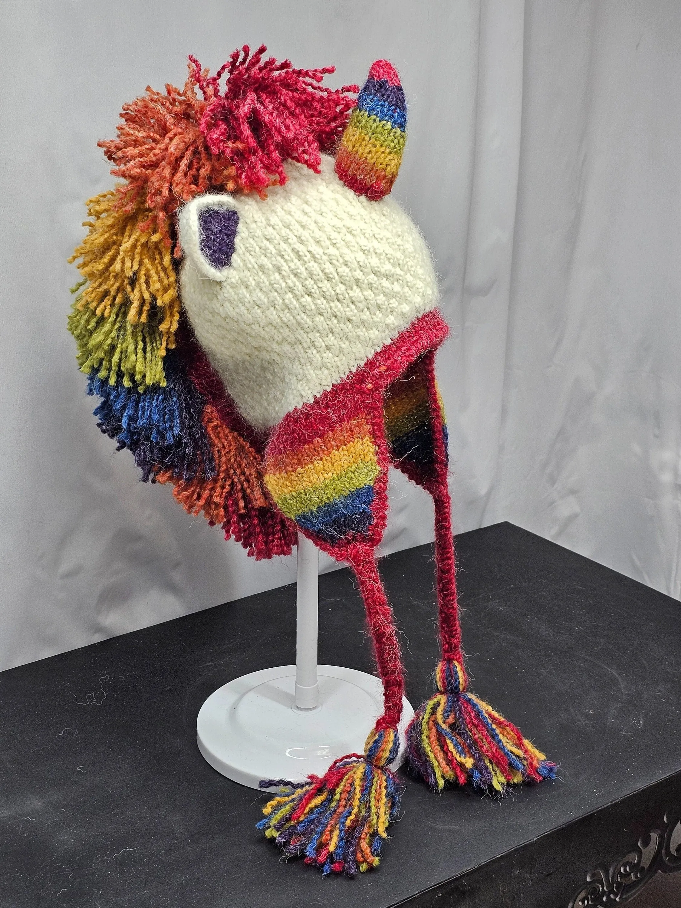 Unicorn hat knit winter novelty crazy ski snowboard hat adult unisex unique gift