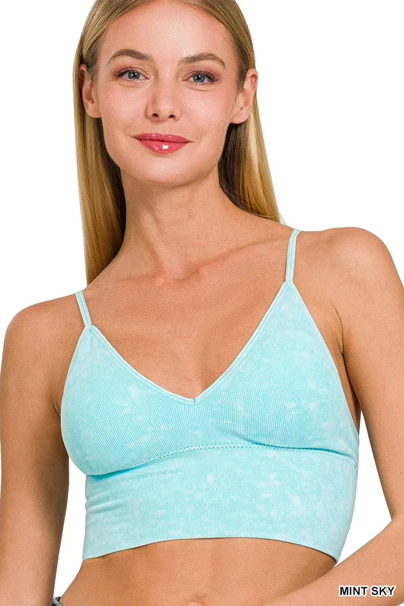 WASHED RIBBED BRA PADDED TANK TOP