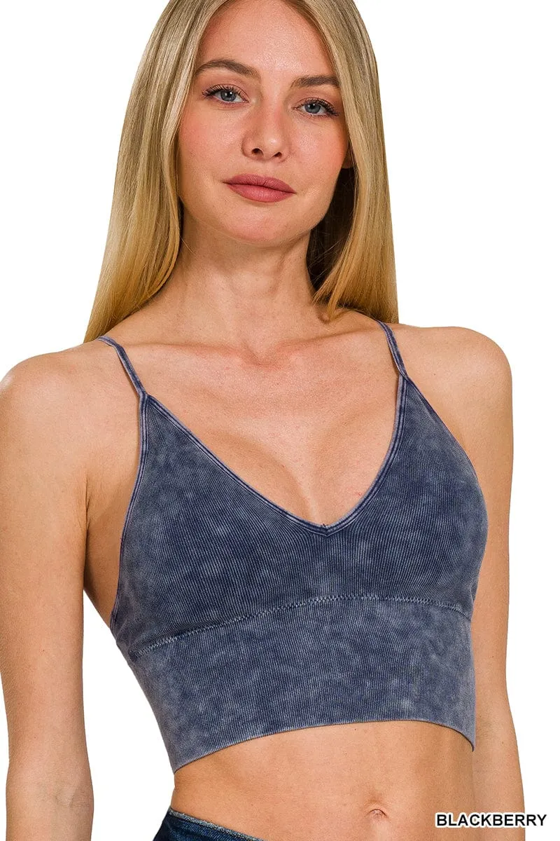 WASHED RIBBED BRA PADDED TANK TOP