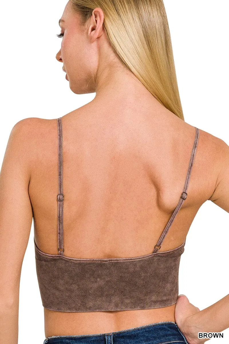 WASHED RIBBED BRA PADDED TANK TOP