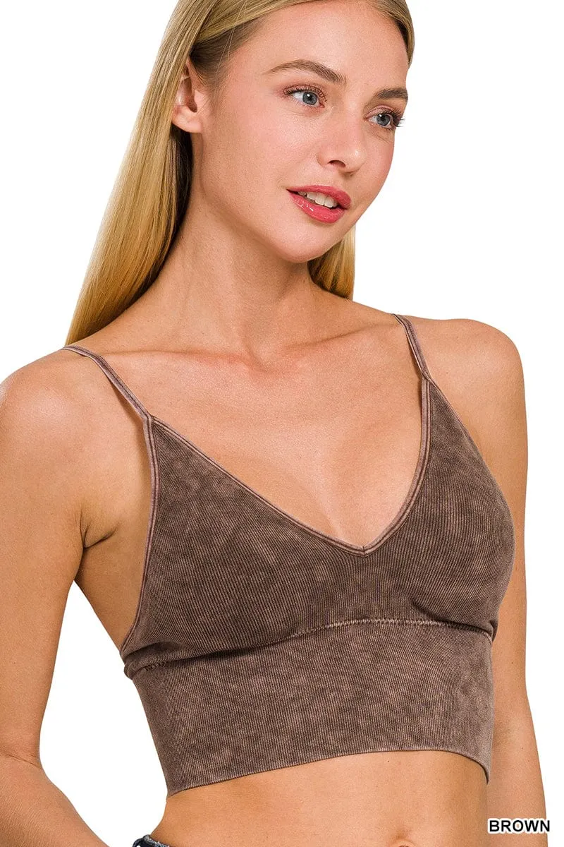 WASHED RIBBED BRA PADDED TANK TOP