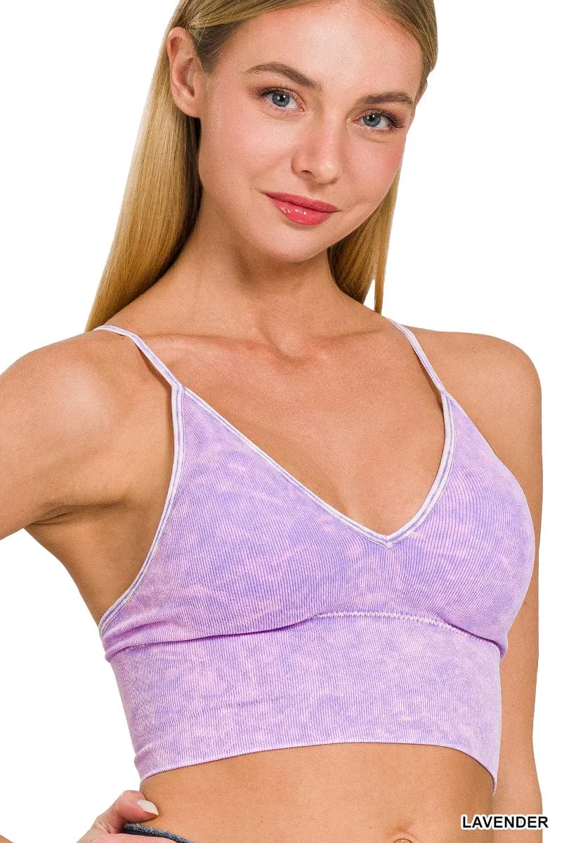 WASHED RIBBED BRA PADDED TANK TOP