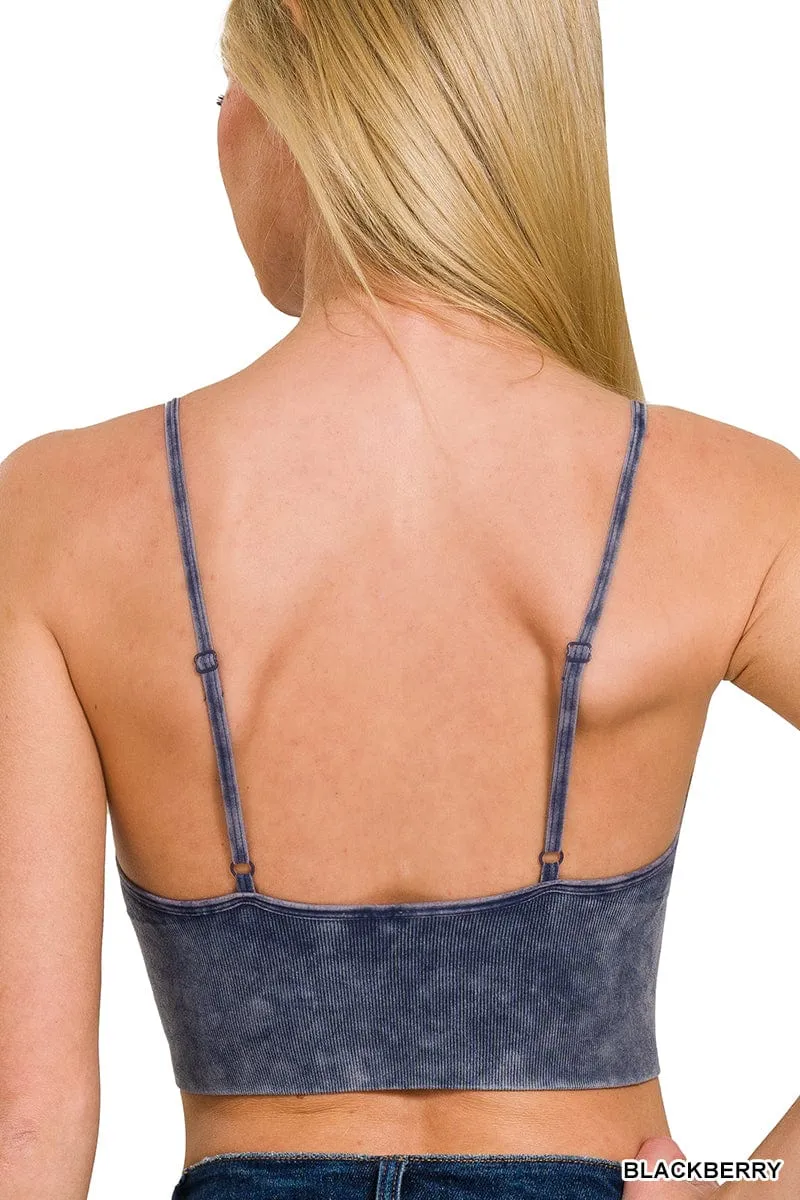 WASHED RIBBED BRA PADDED TANK TOP