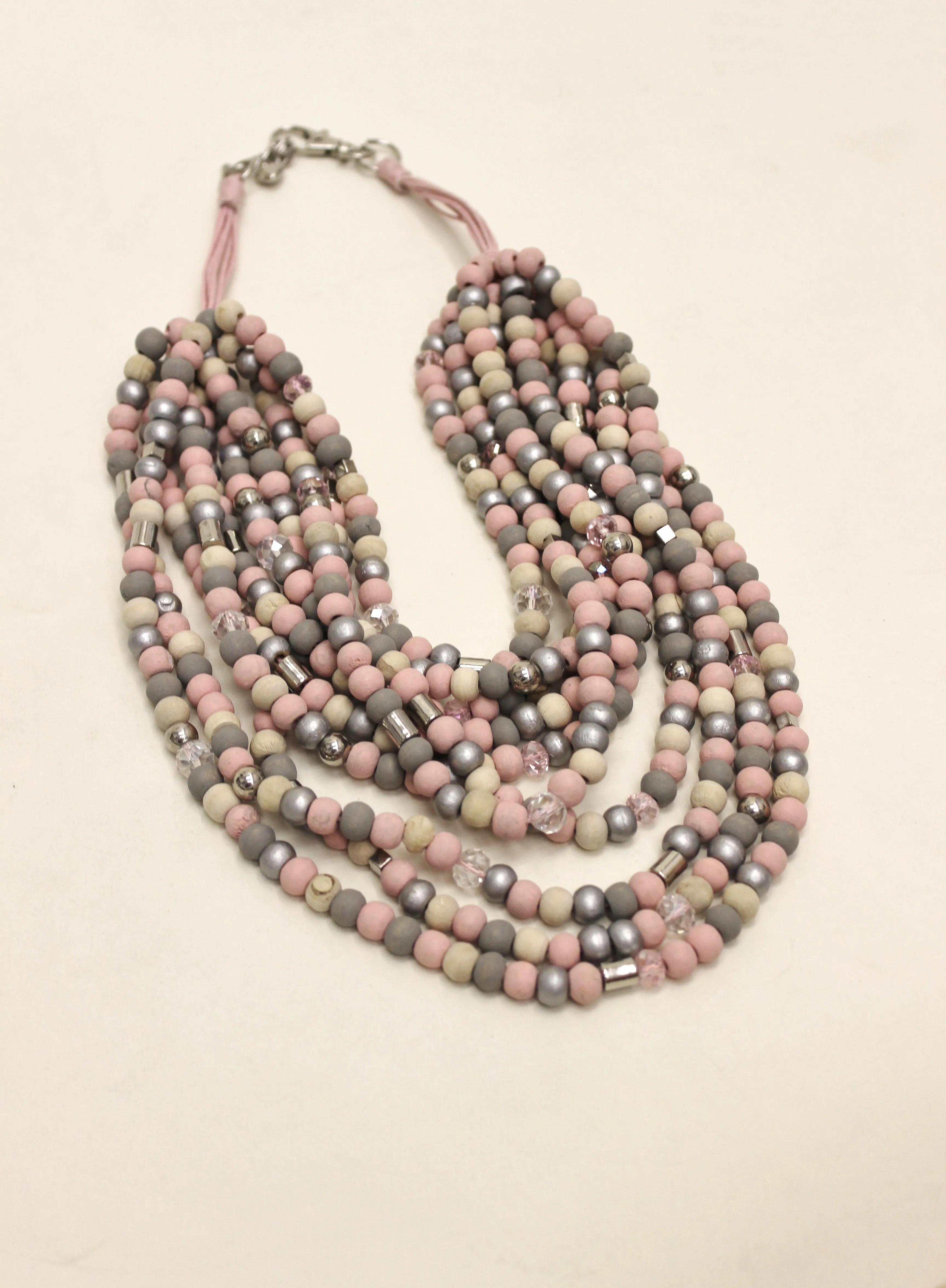 Wood Bead Multi Strand Necklace