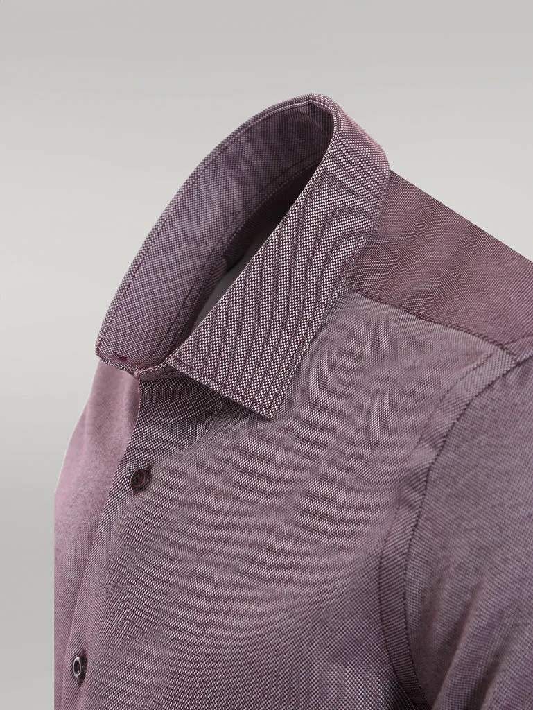 WSS Burgundy Patterned Long Sleeves Slim-Fit Shirt  - Singen