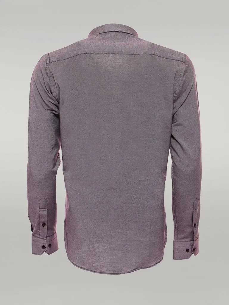 WSS Burgundy Patterned Long Sleeves Slim-Fit Shirt  - Singen