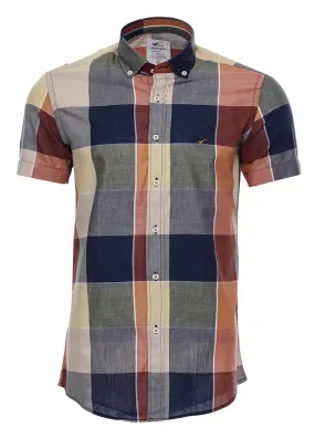 WSS Checked Cotton Slim-Fit Navy Blue Men Shirt  - Singen